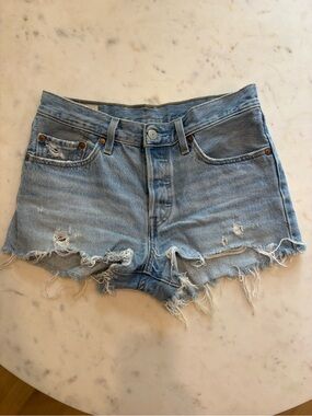 Levi's Light Blue Distressed Jean Shorts